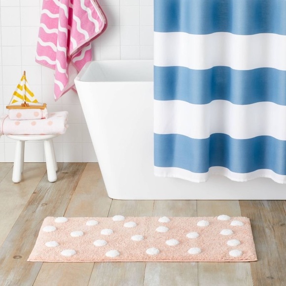 Polka Dot Kids' Bath Rug - Pillowfort Raised polka dots add a fun pop of texture - Picture 2 of 5